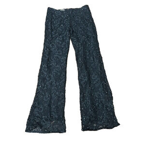 Stenay‎ Women's Black Lined Sequins Beaded Scalloped Lace Bootcut Pants Size 4